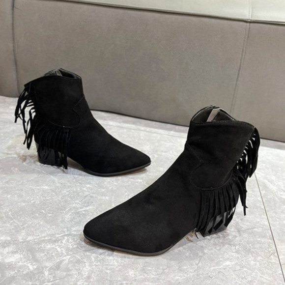 New Women suede fashion chunky mid-heel ankle boots Size 8 - Picture 5 of 8